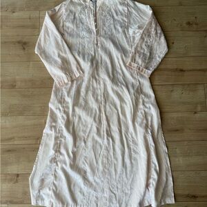 Vintage Oscar de la Renta Neiman Marcus Pink Embroidered Nightgown Mandarin S